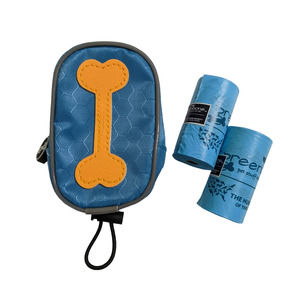 new dog doggy waste bag holder dispenser bone patch carabiner clip 2 rolls bags